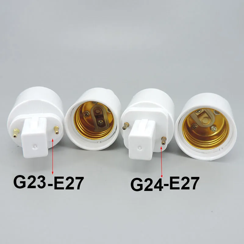 ABS LED 전원 어댑터 소켓 할로겐 CFL 라이트 램프 베이스 컨버터, AC G23 G24 ~ E27, 전구 거치대, 2 핀, 4 핀, 110V, 220V