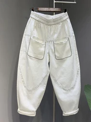 Pantalones vaqueros holgados de estilo Hip-hop para mujer, pantalón holgado con bolsillos acolchados, estilo Harem, 2023