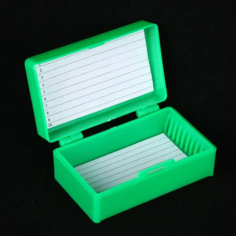 2PCS Random Color Plastic Microscope Slides Box 10pcs Slides Storage Holder Case Boxes Tools