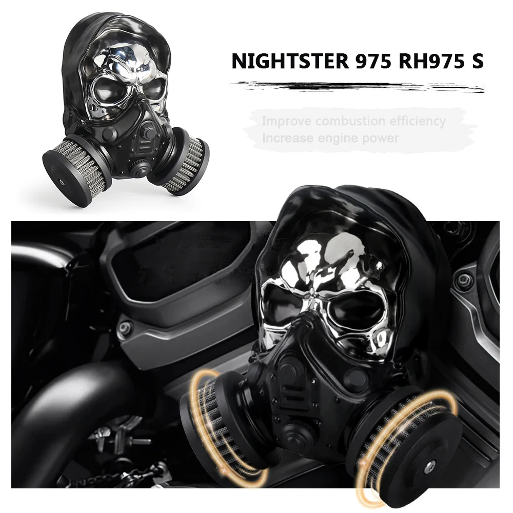 

Skeleton Skull Air Cleaner Kit For Nightster 975 RH975S 2022 2023 2024 2025 High Flow Air Filter Intake Motorcycle Accessories