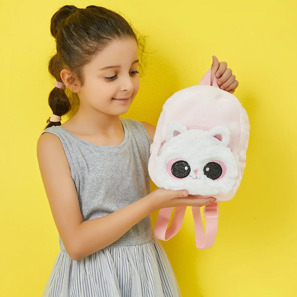 Mochila De felpa de unicornio de ojos grandes para niños, juguetes de felpa suave, Mochila de dibujos animados para guardería, bolsa para niña