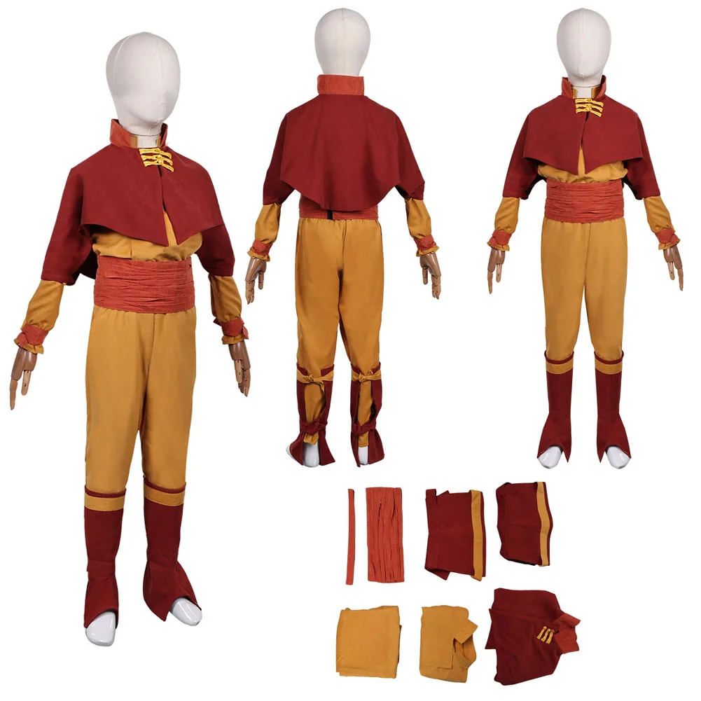 Aang Cosplay Kinder Jungen Fantasie Cartoon letzte Cosplay Air bender Kostüm Verkleidung Kind Rollenspiel Fantasia Outfits Halloween