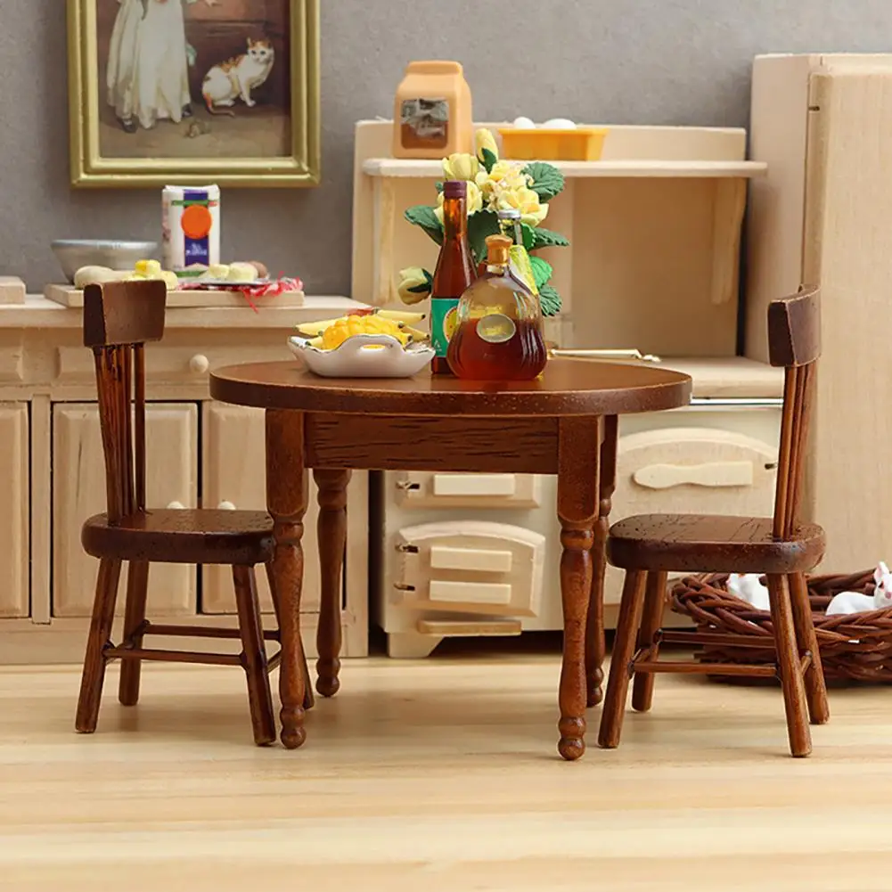 Handmade Doll Mansion Furniture Retro Doll Mansion Furniture Set for Pretend Play Mini Birch Toy Play for Girls