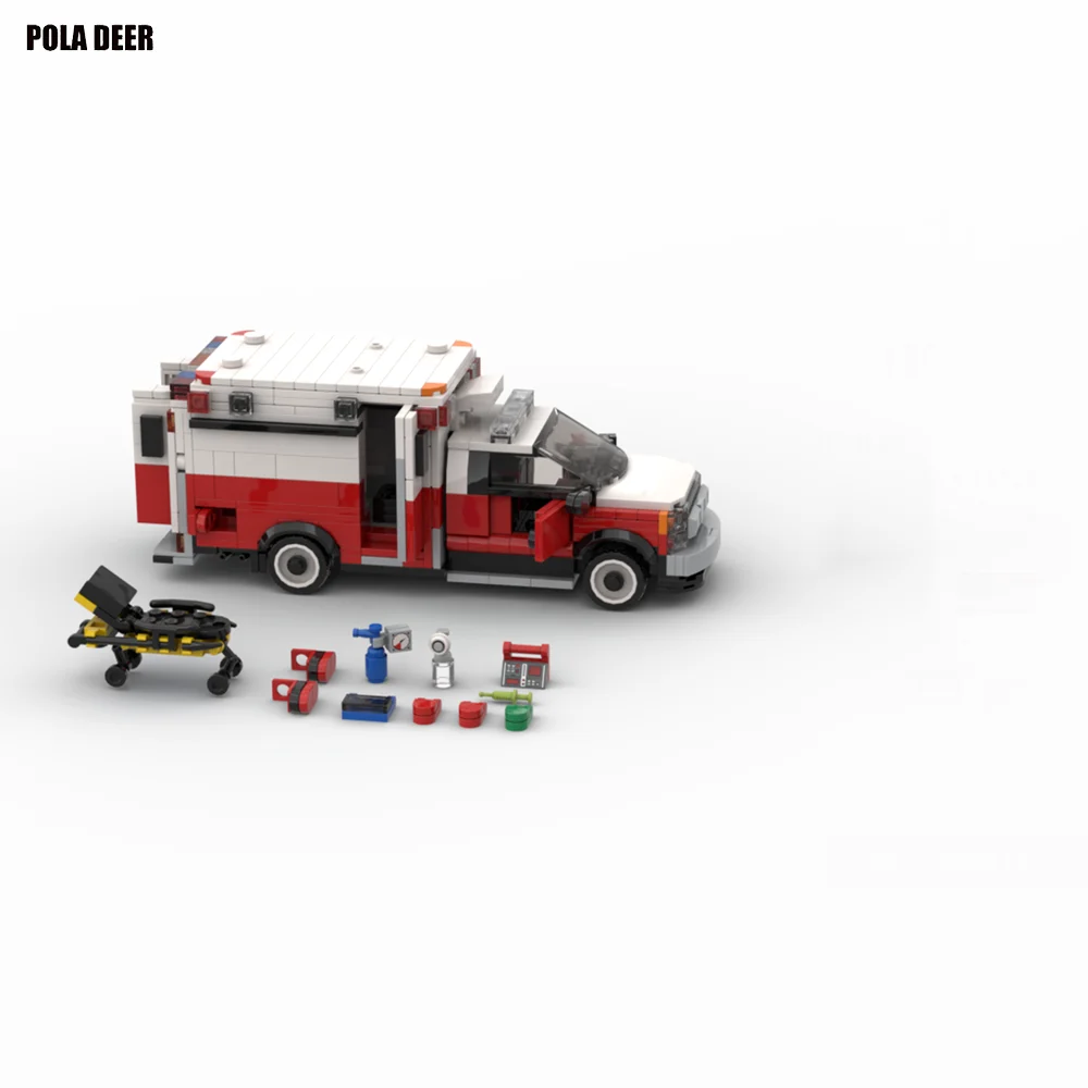 Paladeer 728 Pcs New York City Ambulance Creative Stickers Custom Assembled Building Blocks Educational Model Toy Holiday Gift