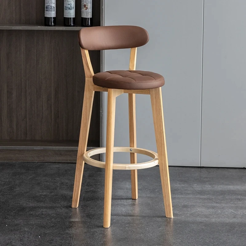 Modern Minimalist Wood High Chair Household Nordic Luxury Living Room Bar Chair Lounge Stool Banqueta De Cozinha Alta Furniture