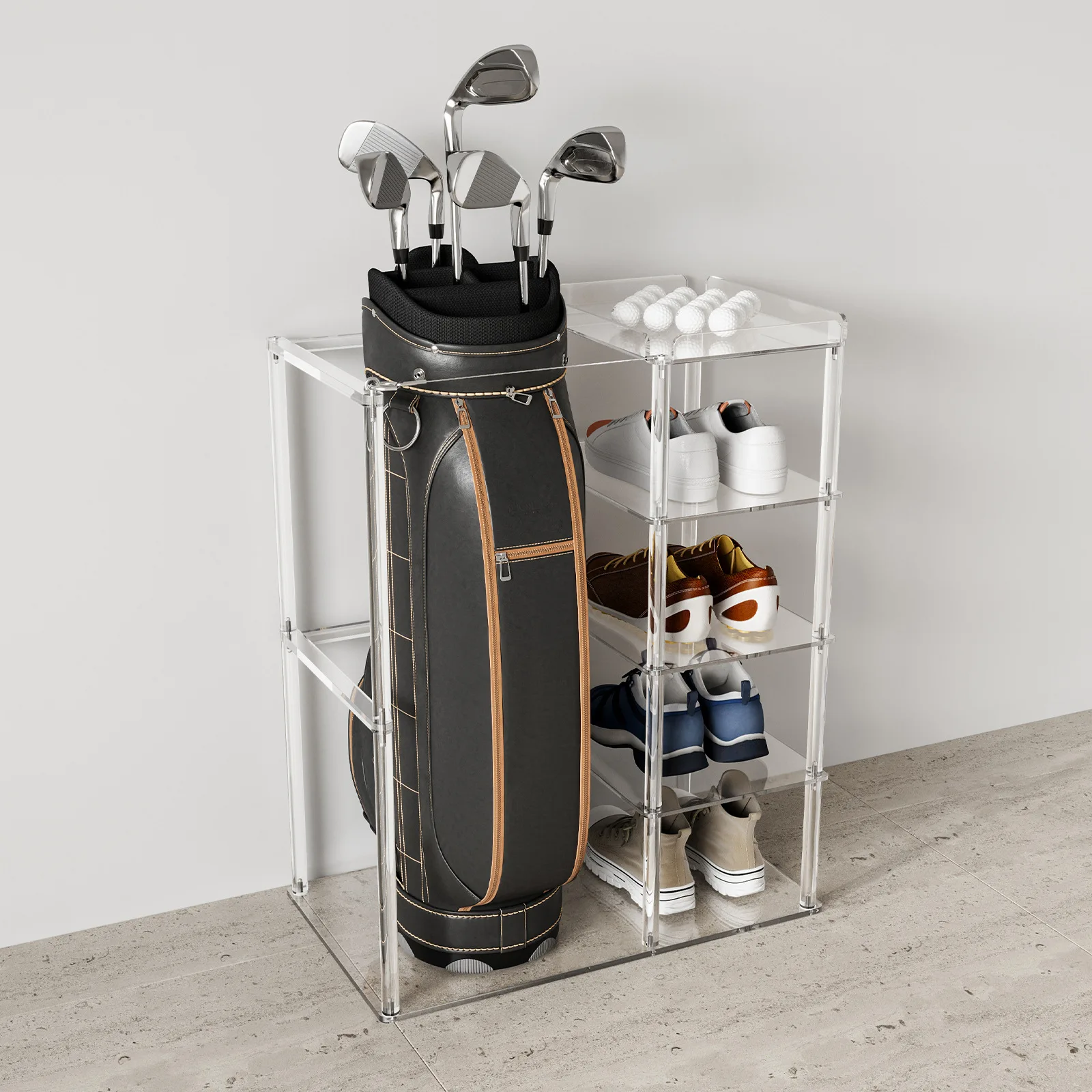 

Acrylic Golf Bag Equipment Storage Display Rack Backpack Golf Club Bag Sneaker Rack