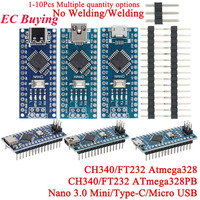 Nano V3.0 3.0 Mini/Type-C/Micro USB Controller Development Board Module for arduino CH340 FT232 Driver ATmega328P ATMEGA328PB