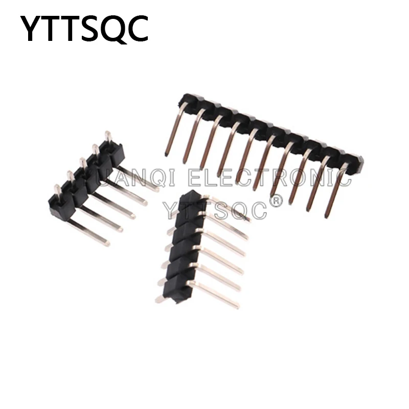 10PCS 2.54 mm Pitch Single Row Right Angle MALE PIN HEADER Strip Needle Connector Socket 3P/4P/6P/8P/10P/15P/40P 1*40 Pin