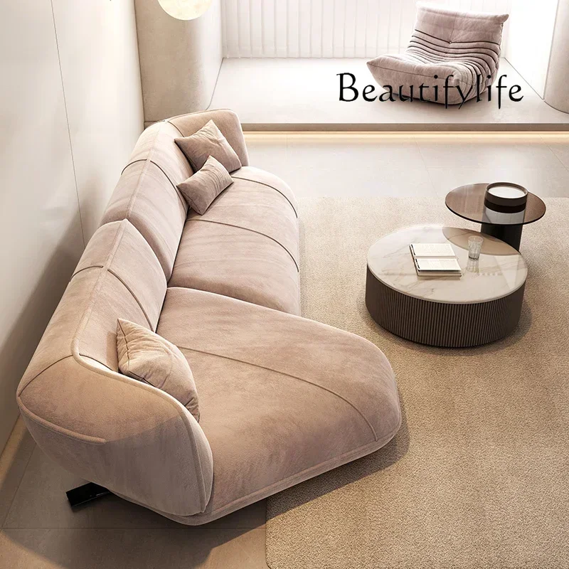 

Creative straight row fabric sofa one-character living room light luxury Japanese wabi-sabi