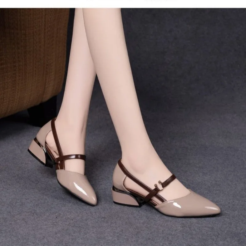 

Leather Loafers Sandals 2026 New Women'S Shoes with Patent Leather Women'S Soft Leather Pedal Women'S Shoes