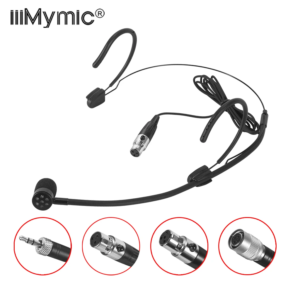 מיקרופון אוזניות שחור חד כיוונית מיקרופון אוזניות שחור עבור sennheiser akg shure אודיו טפיקה 3.5 מ 