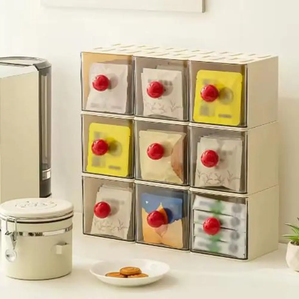 

Dopamine Drawer Style Storage Box Space Saving Stackable Snacks Storage Box with Handle Sealed Stationery Storage Box Desktop