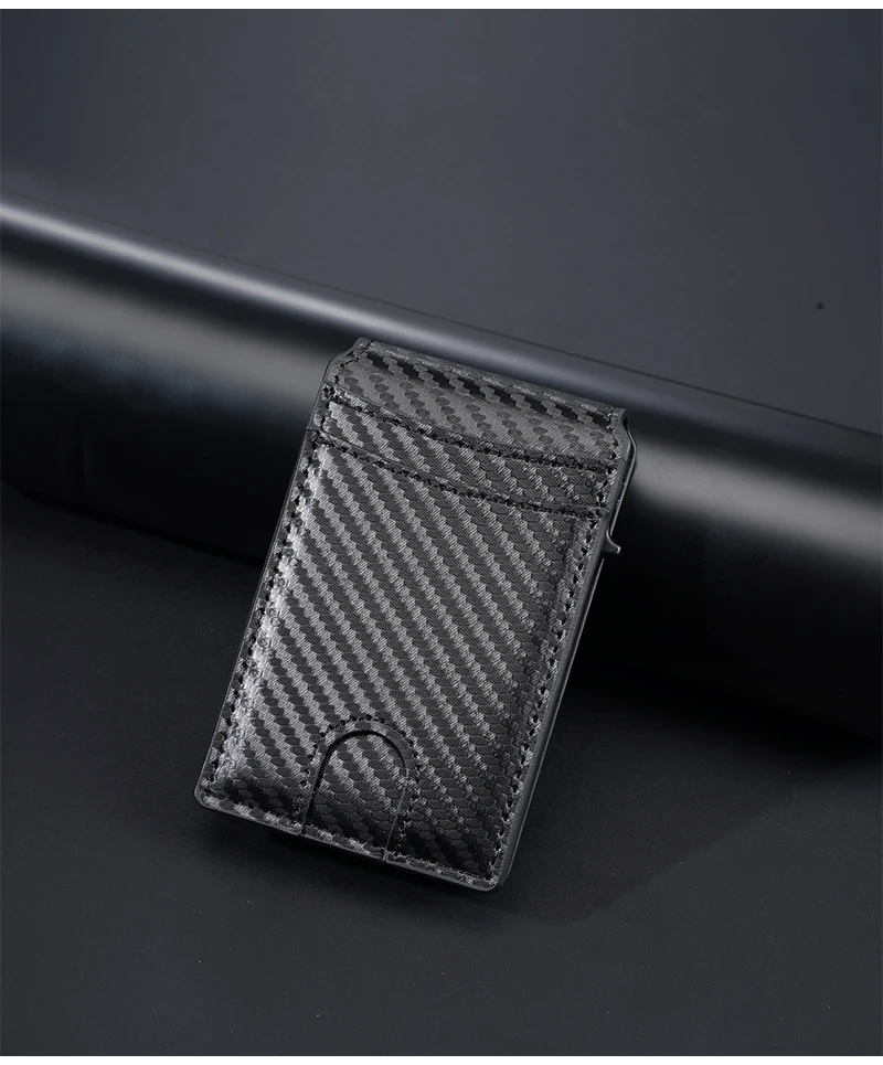 New RFID Men Card Wallets High Quality Carbon Fiber Magnetic Card Bag Photo Holder Male Pop-up Card Clips