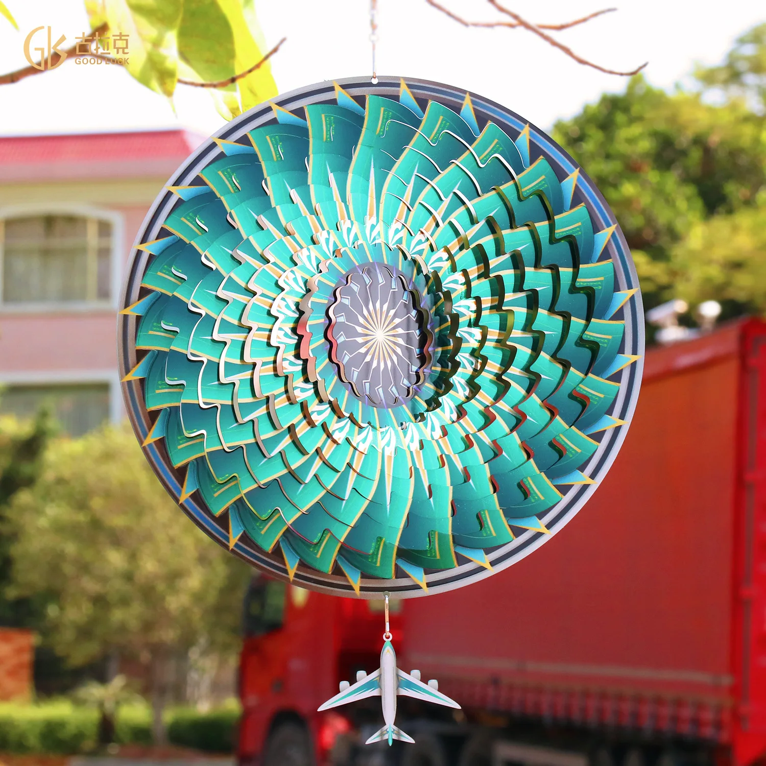 

Creative Gift 3D Kinetic Stainless Steel Wind Spinner Outdoor Home Garden Hanging Decoration Airplane Design Wind Whirl Spinner