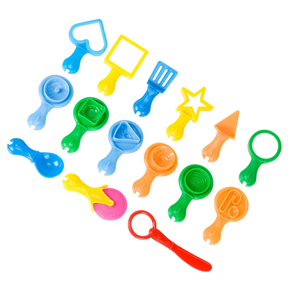 Ensemble de moules en argile colorée pour enfants, outils de pâte légers, moule en rouleau coupé, Kit de pâte à modeler créatif pour enfants, 15 pièces