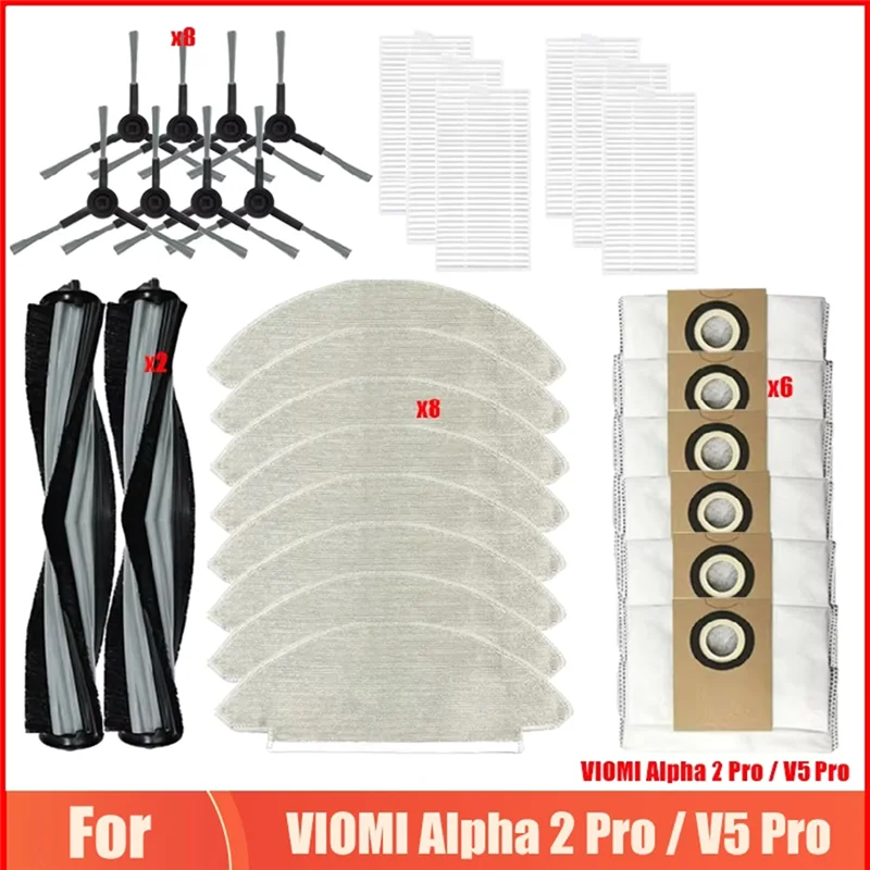

AC93-Robot Vacuum Cleaner Parts Roller Brush Dust Bag Mop Rags Side Brush Spare Parts Hepa Filter