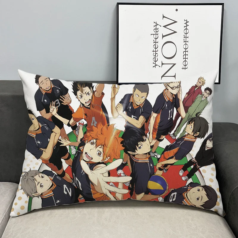 Haikyuu Pillowcase Anime Karasuno Nekoma Sofa Long Back Pillow Case Home Decoration Cartoon Soft Pillowslip Fans Birthday Gifts