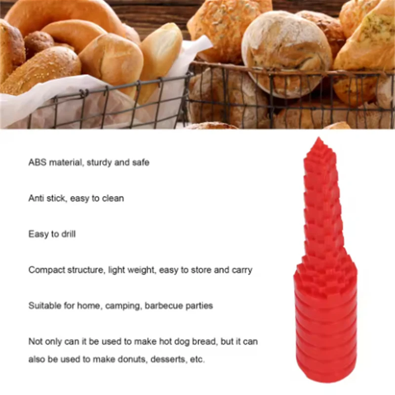 Bread Driller Hot Dog Bun Driller ABS Non Stick Hot Dog Bread Drilling Tool for Kitchen Camping BBQ Party Hot Dog Bread Driller
