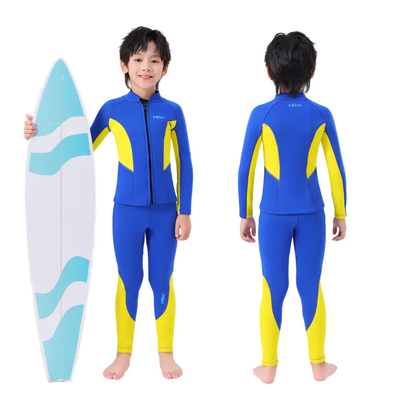 

Kids Wetsuit Jacket+Pants Two Pieece Boys Girls Toddlers, 2.5mm Neoprene Front Zipper Wetsuits, Front Zip Full Thermal Swimsuits