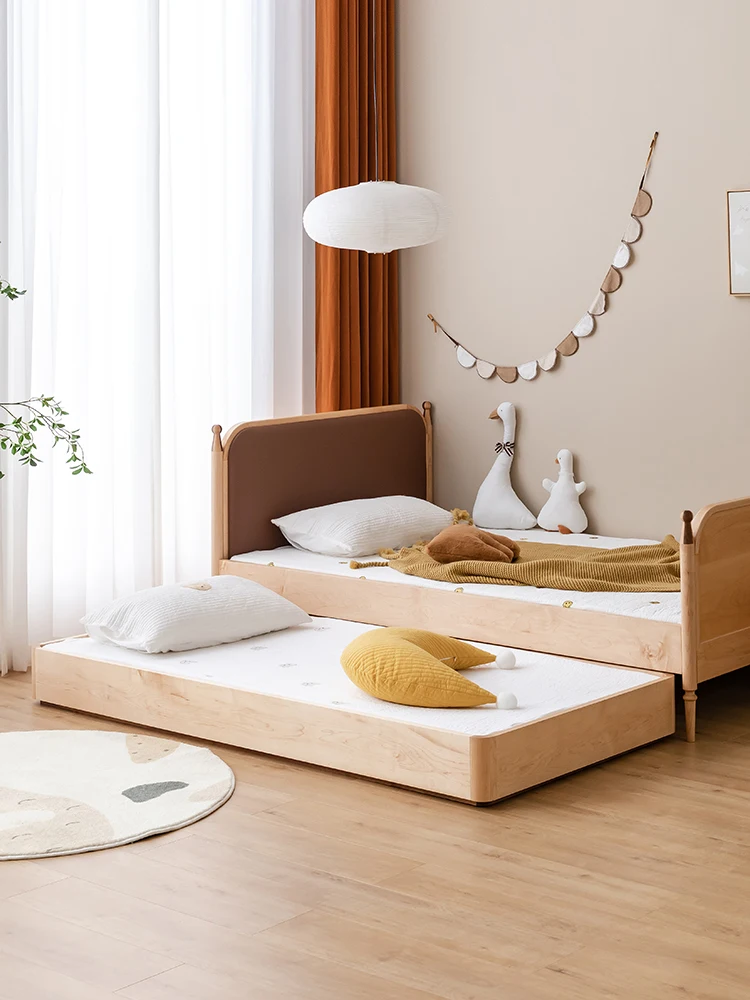 Cama sencilla de madera maciza para niños, cama de almacenamiento, cama madre