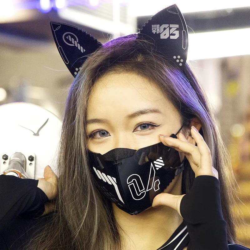 Gioco CyberPunk maschere Cosplay casco per donna uomo orecchie di gatto cerchietto per capelli maschere di carnevale di Halloween costumi di