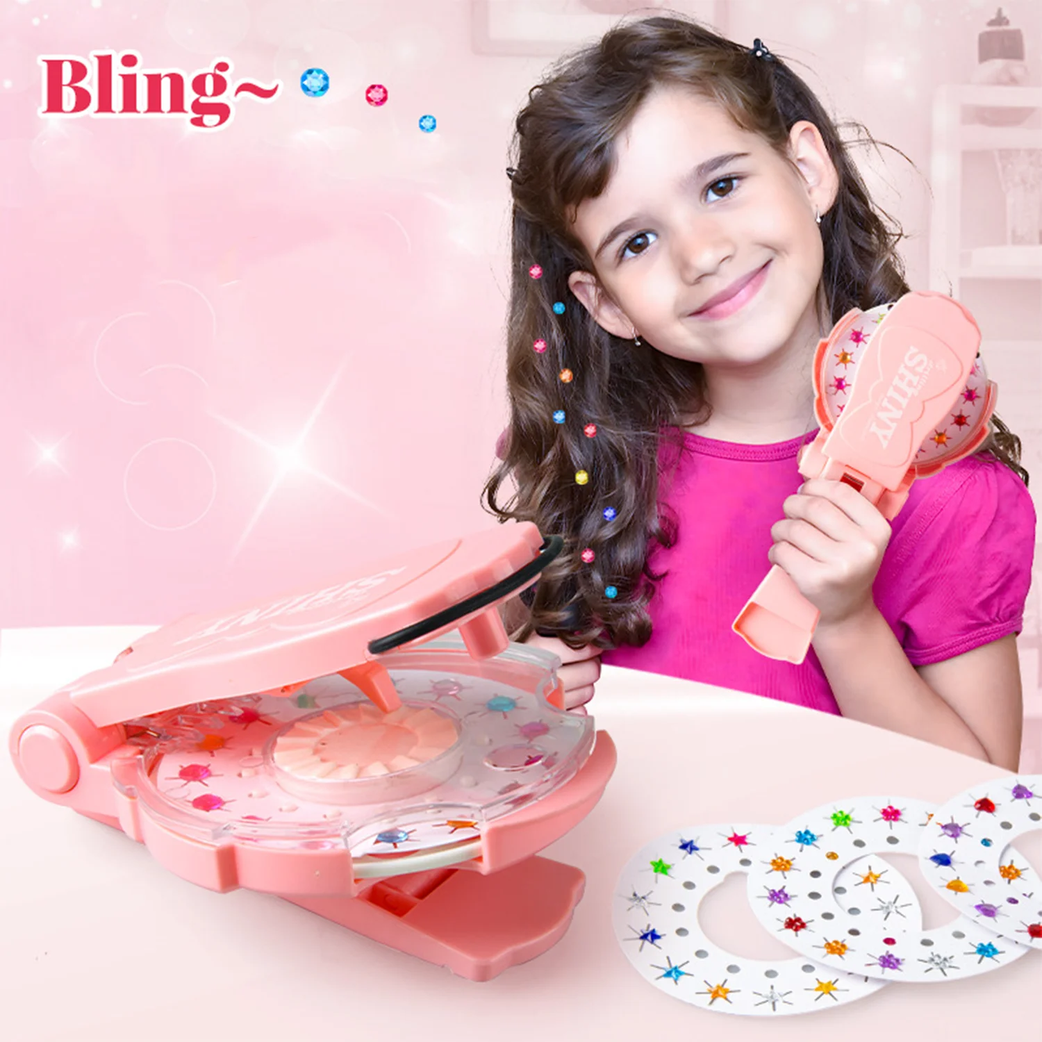 Girl nail drill, play house, dress up, accessory set, hair, diamond stickers, toys, children's accessories, toys