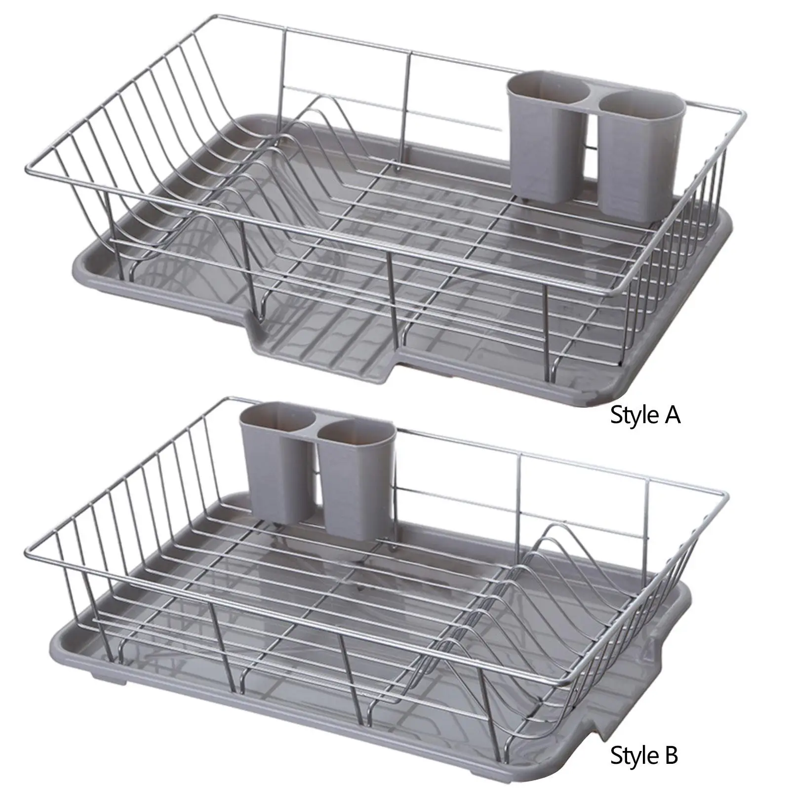 Self Draining Dish Dryer with Drainboard Counter Dish Drainer Kitchen Drying Rack for Countertop Kitchen Bowls Cups Forks