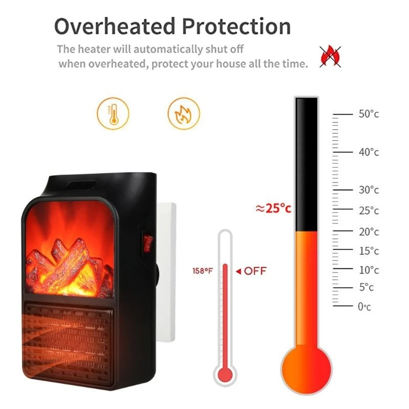 

Small Space Heater Electric Portable Heater Fan for Home and Office Fan Heaters with Realistic 900W