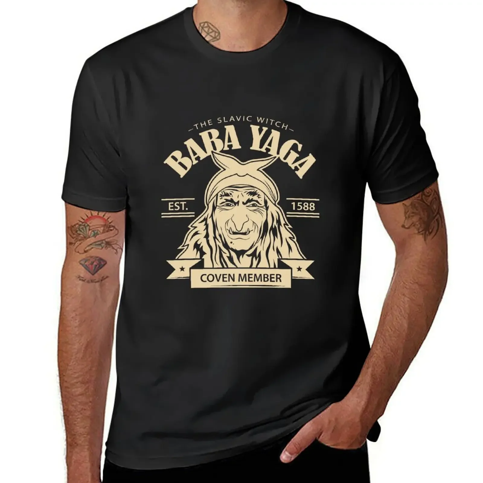 Camiseta de Baba Yaga para hombre, camisa de algodón con estampado, camisetas de peso pesado para verano