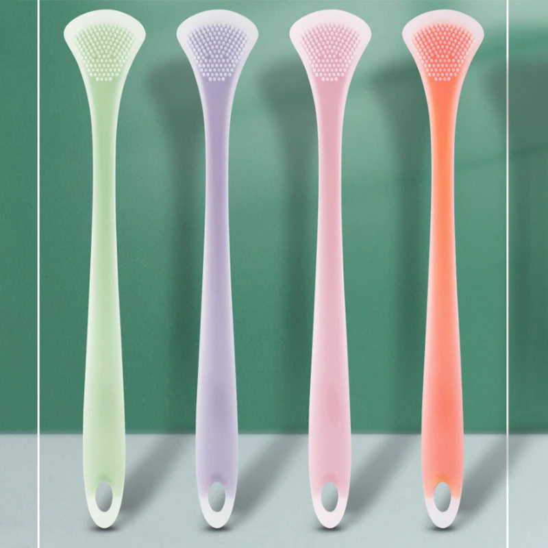 Escova de limpeza de língua de silicone macio Ferramenta de limpeza lateral dupla Raspador de massagem oral Ferramenta de cuidados de saúde 1pc