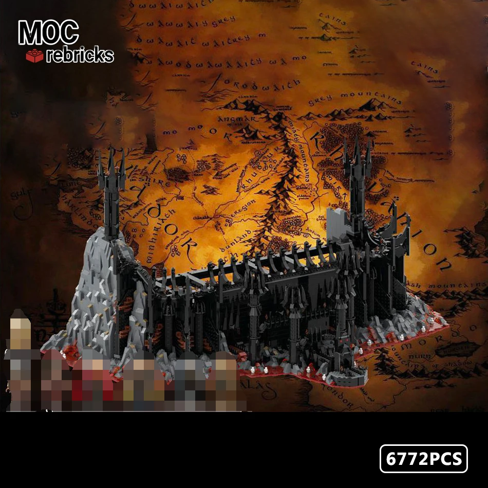 MOC-150262 Movie Street View Black Castle Gate of Mordor Large Model MOC Building Block DIY Parts Assembly Bricks Toys Kid Gifts