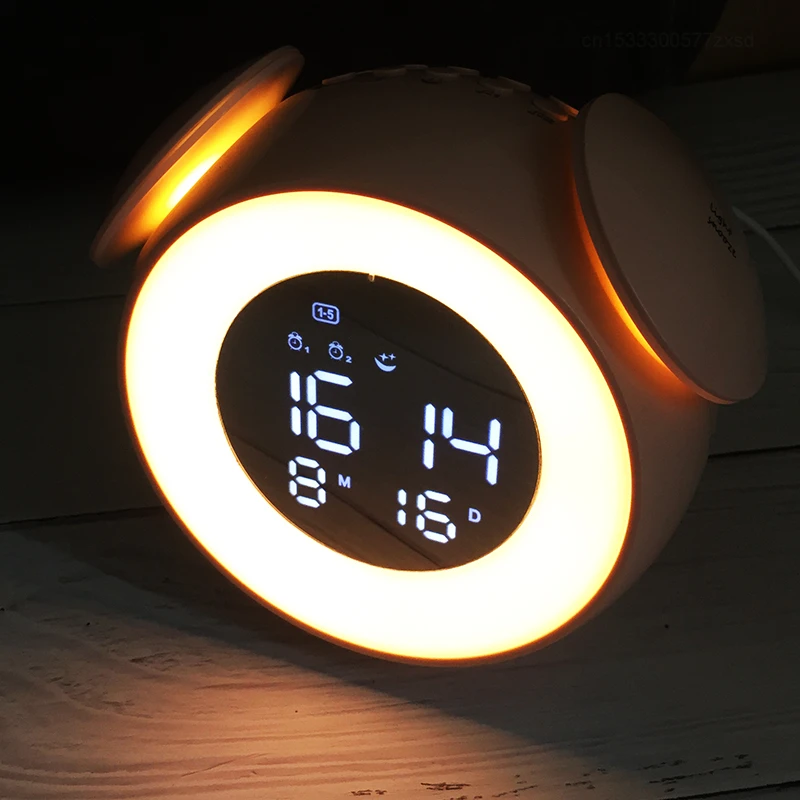 Xiaomi Bedside Sunrise Sunset Wake Up Light Digital Led Music Alarm Clock Bedroom Desk Digital Clock Creative Decoration Home