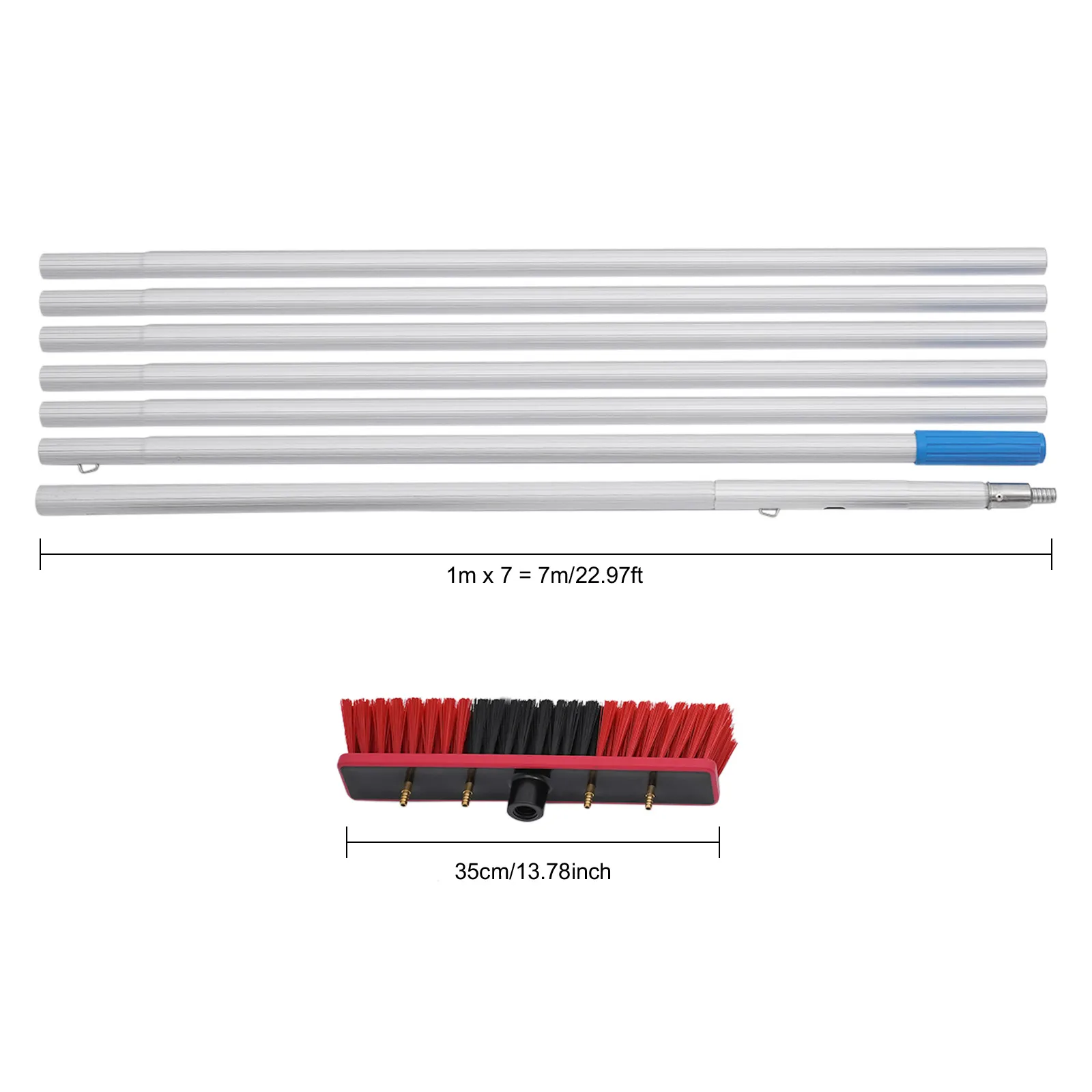 

7m/22.97ft Long Reach Solar Panel Cleaning Brush Outdoor Window Cleaning Water-Fed Rod Kit Solar Panel Clean for Outdoor Window