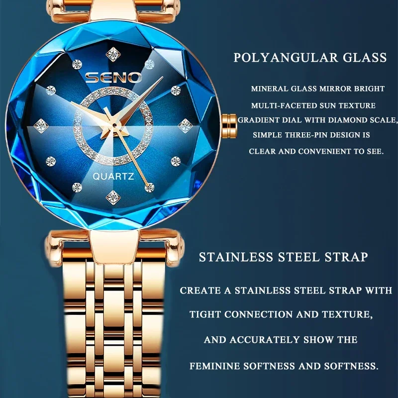 Nuevo Reloj Ocean Star con banda de acero para Mujer, Reloj de cuarzo de cristal a la moda para Mujer, Reloj femenino, Reloj para Mujer Zegarek Damski