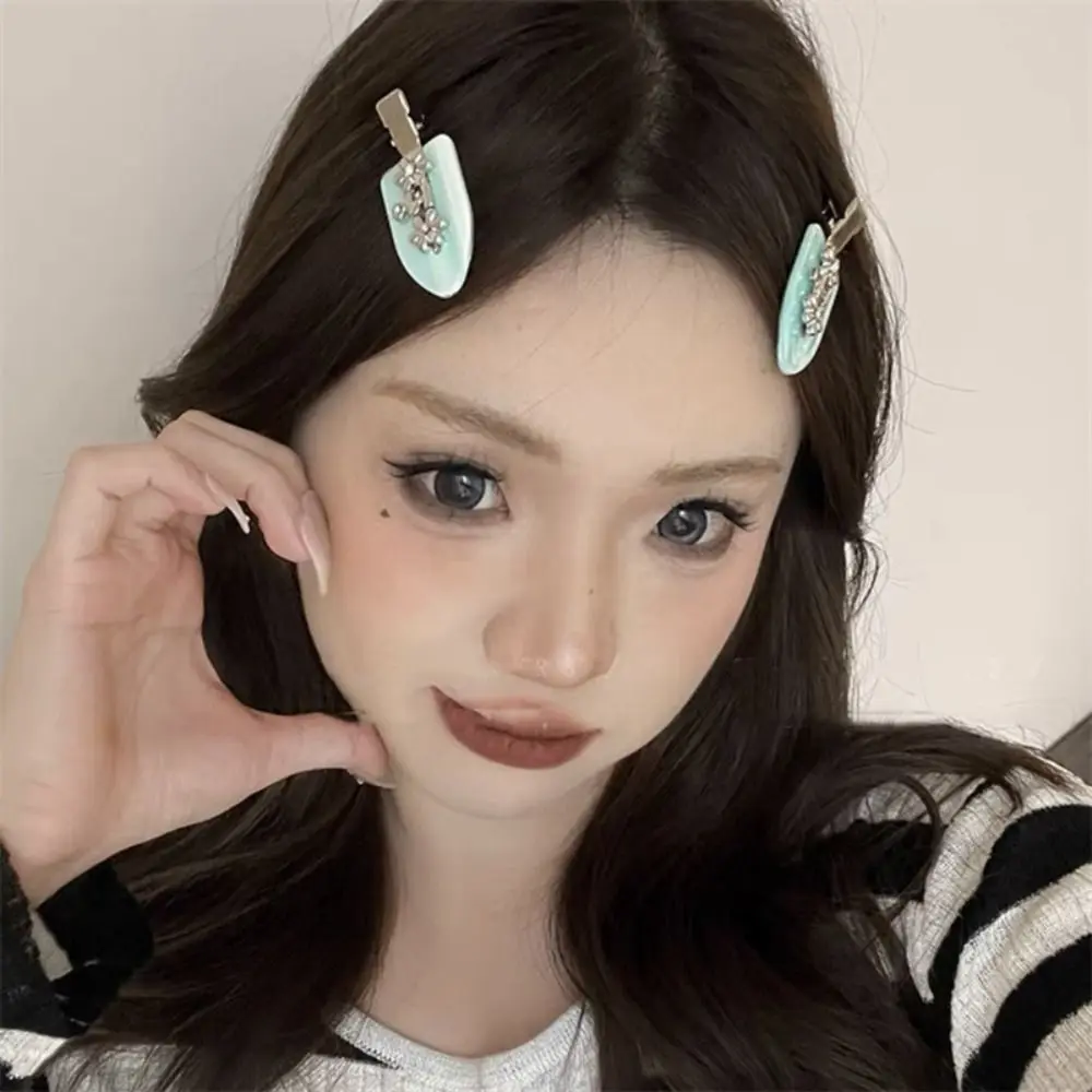 

Retro Rhinestones Traceless Hairpin Metal Duckbill Clip Acetate Hairpin Y2k Flower Makeup Hair Clip Girls