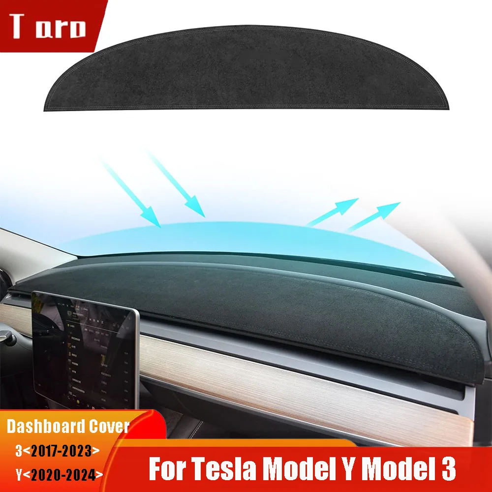 

Dashboard Cover for Tesla Model 3/Y, Flannel Dashboard Pad Dash Mat Compatible with Tesla Model Y 2019-2024&Model 3 2017-2023