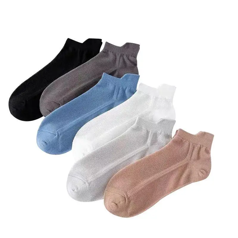 6 Pairs of Socks Men\'s Socks Summer Thin Style Breathable Sports Large Mesh Shallow Mouth Boat Socks Ankle Protection