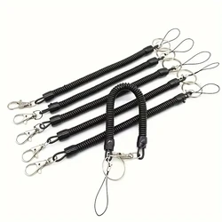 2/4pcs Spring Coil Leash Cord Safety Ropes, Elastic Wrist Band With Lobster buckle, Keychain Ring Carabiner