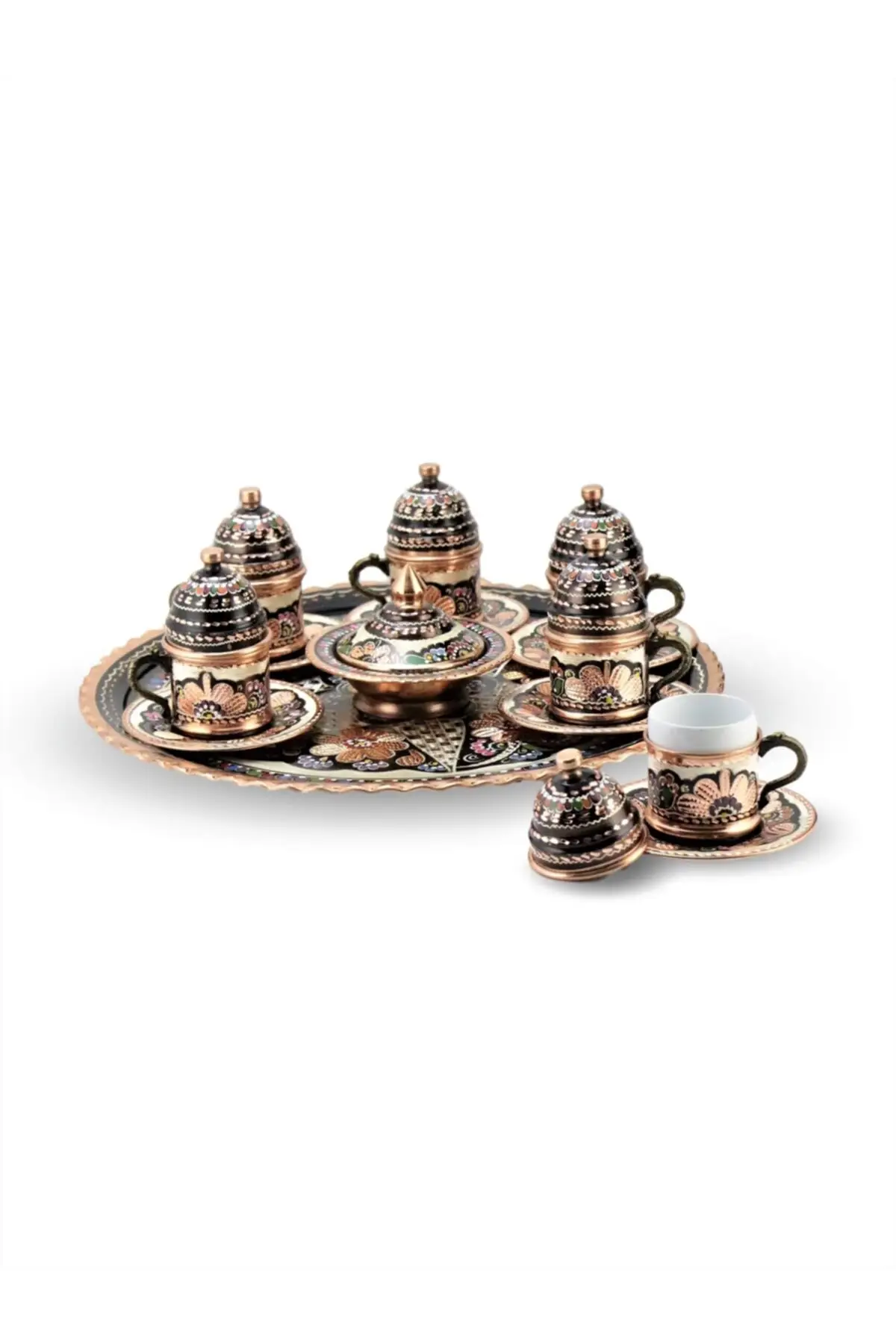 

DOLBOVI copper coffee set with tin plated patterned handmade espresso cup