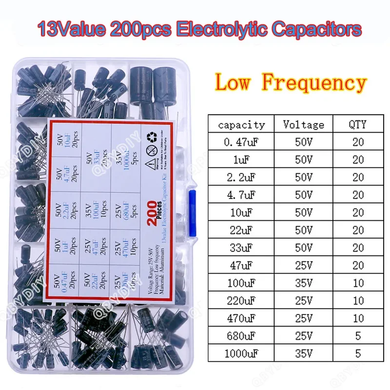 DIP SMD 전해 커패시터 모음 키트 세트, 16V, 25V, 35V, 50V, 100V, 400V, 0.1uF-1500uF