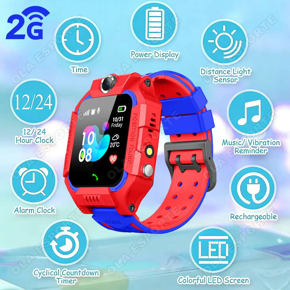 

2026 New Kids 2G Smart Watch SOS GPS Location Sim Card Call Camera Child SmartWatch Camera Waterproof Watch Gift For IOS Android