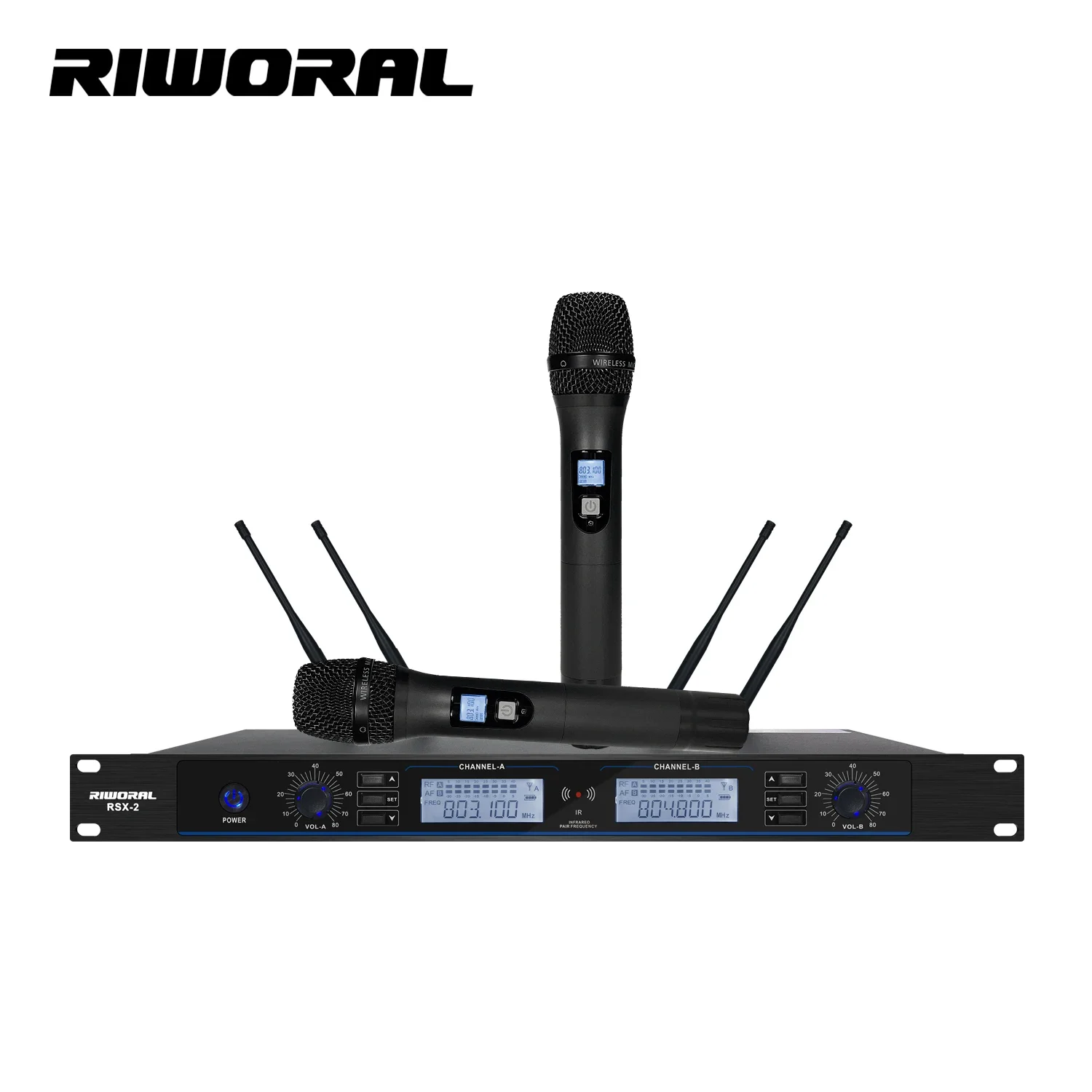 

RSX-2 Professional 4 antennas 2 channels wireless microphone UHF handheld microphone for karaoke