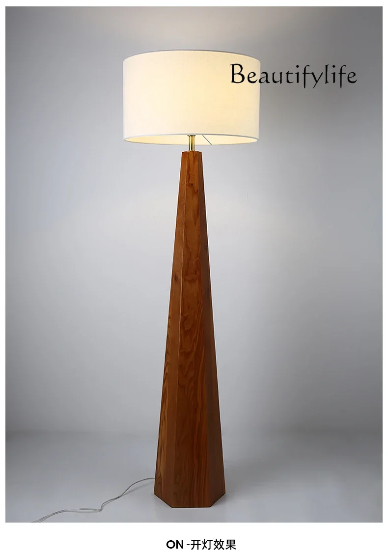 

Living room ornament solid wood floor lamp model room living room sofa study bedroom Japanese designer vertical light luxury