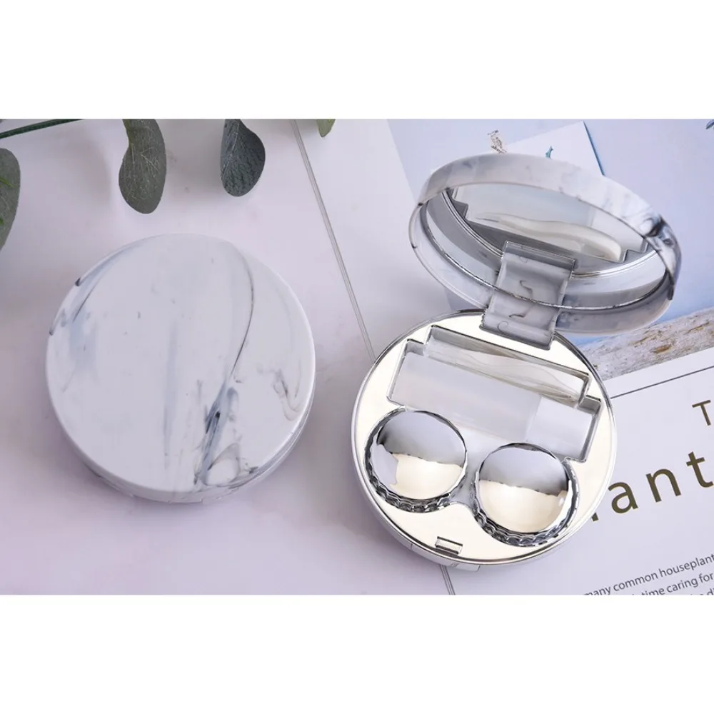 New Marble Pattern Contact Lens Box 5 in 1 Round Shape Contact Lens Case Cute Waterproof Contact Lens Maintenance
