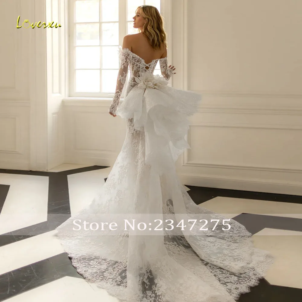 Loverxu Mermaid Sexy Wedding Dresses Sweetheart Off The Shoulder Vestido De Novia Embroidery Ruffles Custom Made Bridal Gown