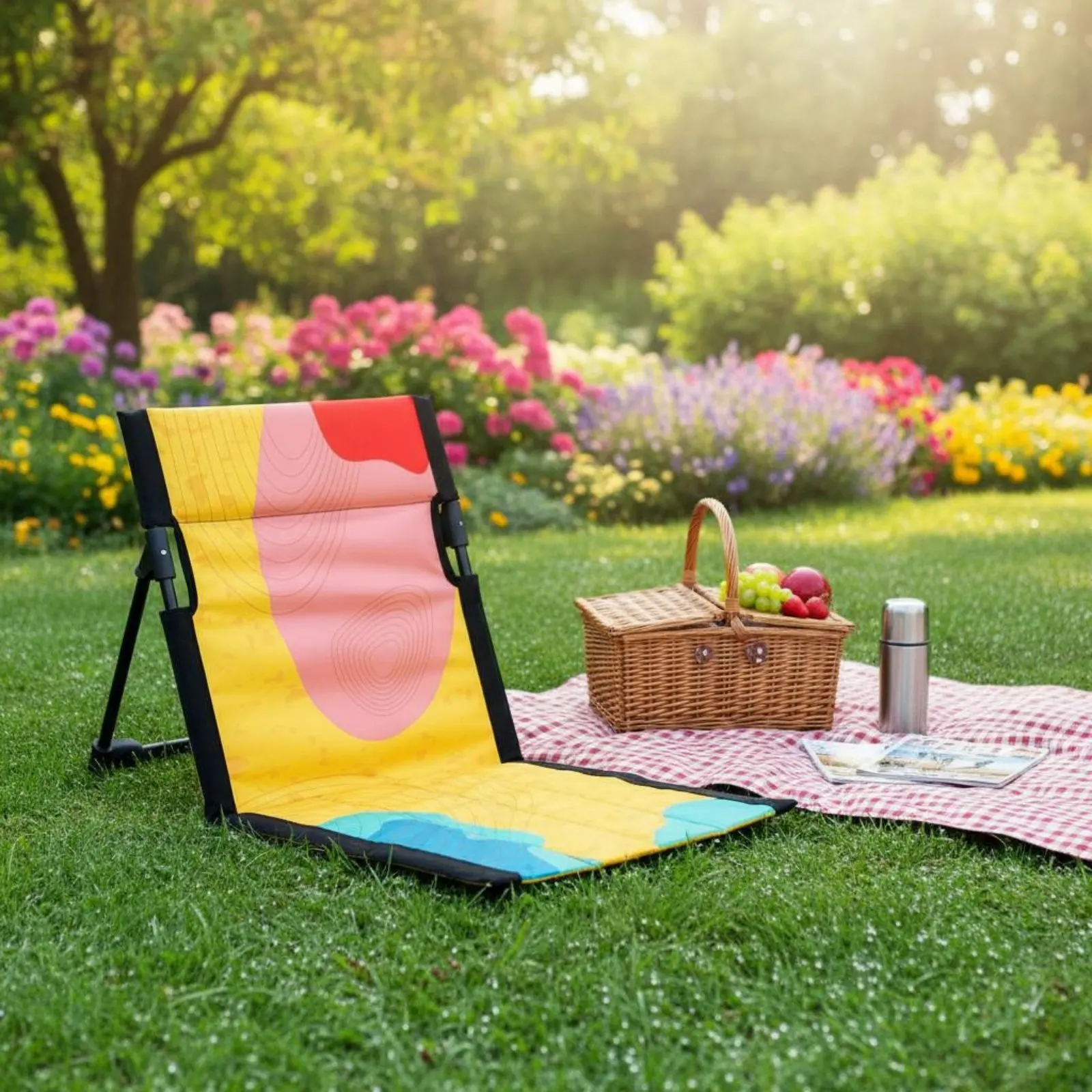 Folding Beach Chair Foldable Portable Ground Seat Low-Outline Lawn Lounger Lightweight Outdoor Furniture for Outdoor Meal