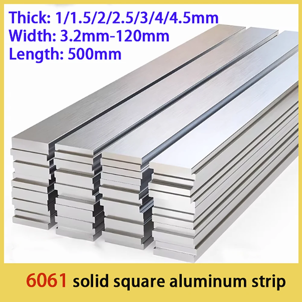 1 Pieza de Barra Plana de Aluminio 6061 de 1mm-500mm, Barra Cuadrada Sólida de Aleación de Aluminio, Piezas de Procesamiento Industrial, Material de Placa y Varilla de Aluminio Duro