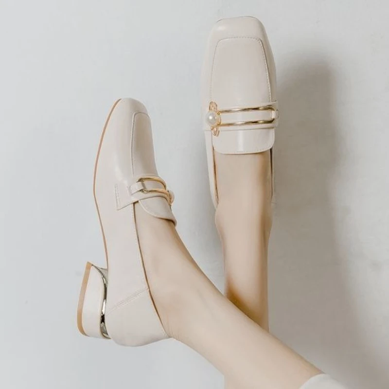 

Women's Genuine Soft Leather Loafers British Style Chunky Heel Slip On Casual Shoes 2026 New Versatile Driving Moccasins