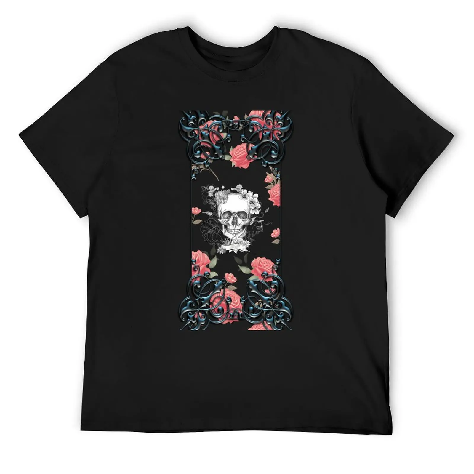 

Pink Rose covered floral skull T-Shirt quick-drying topping cheap stuff for a boy t shirts for men graphic