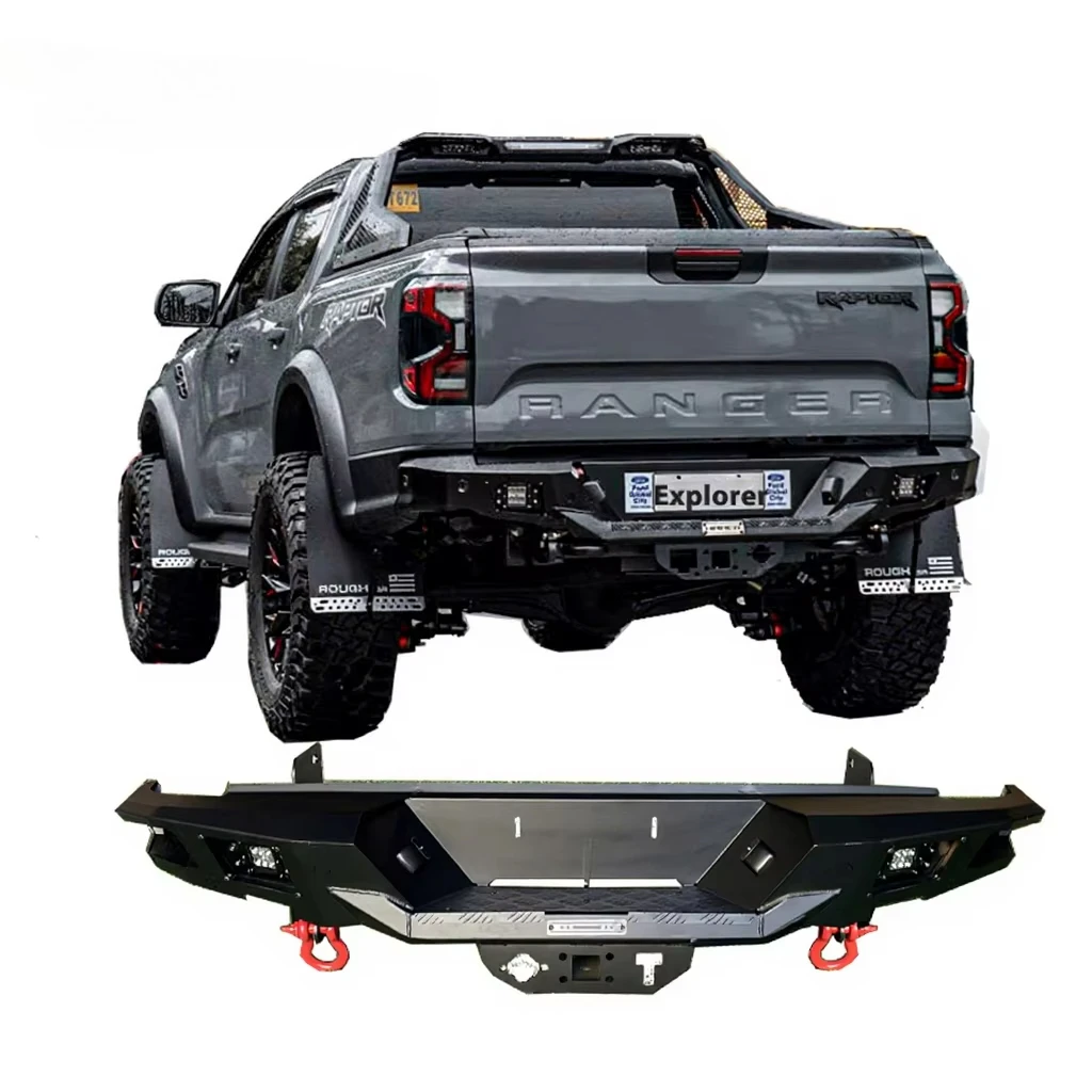 Car Rear Bumper for Ranger T9 With Led Lights Shackle Auto Body System for Ranger Steel Bumper